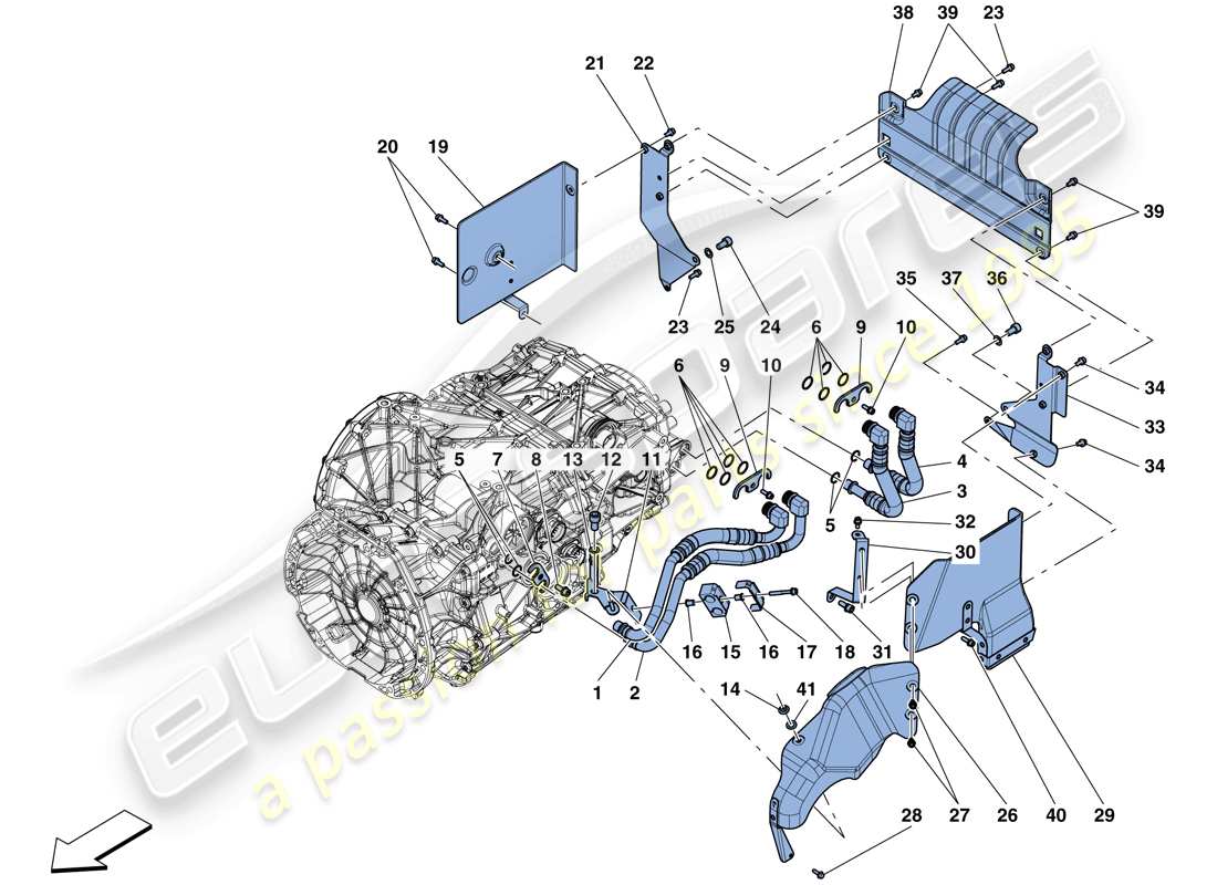 ferrari 488 spider (rhd) gearbox oil lubrication and cooling system part diagram