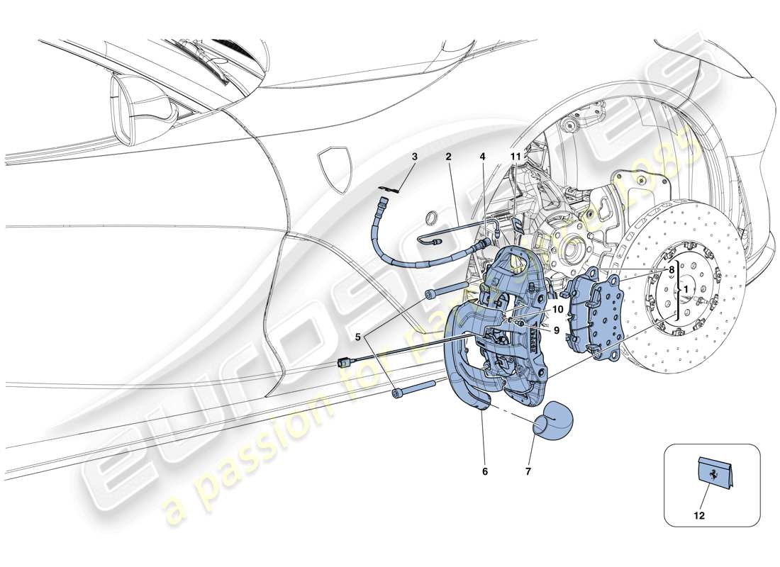 ferrari 812 superfast (usa) front brake callipers part diagram