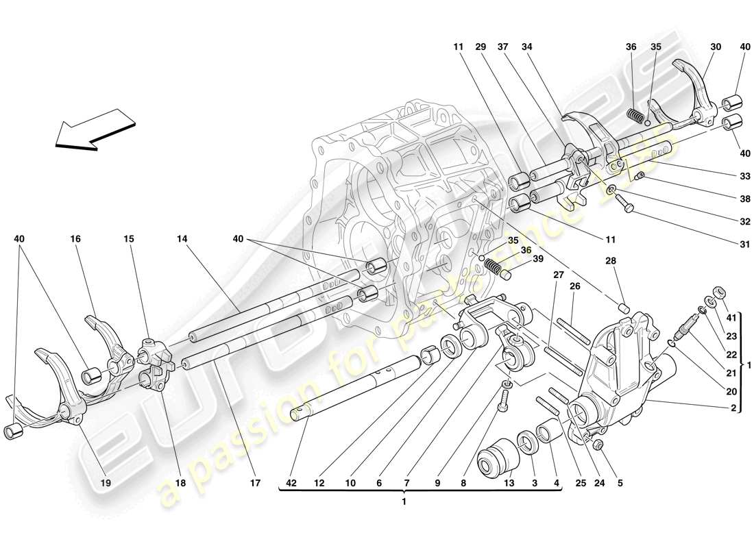 ferrari 599 gtb fiorano (usa) internal gearbox controls part diagram