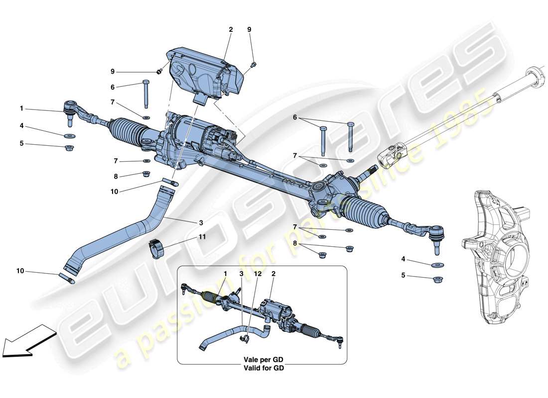 ferrari 812 superfast (europe) electric steering box parts diagram