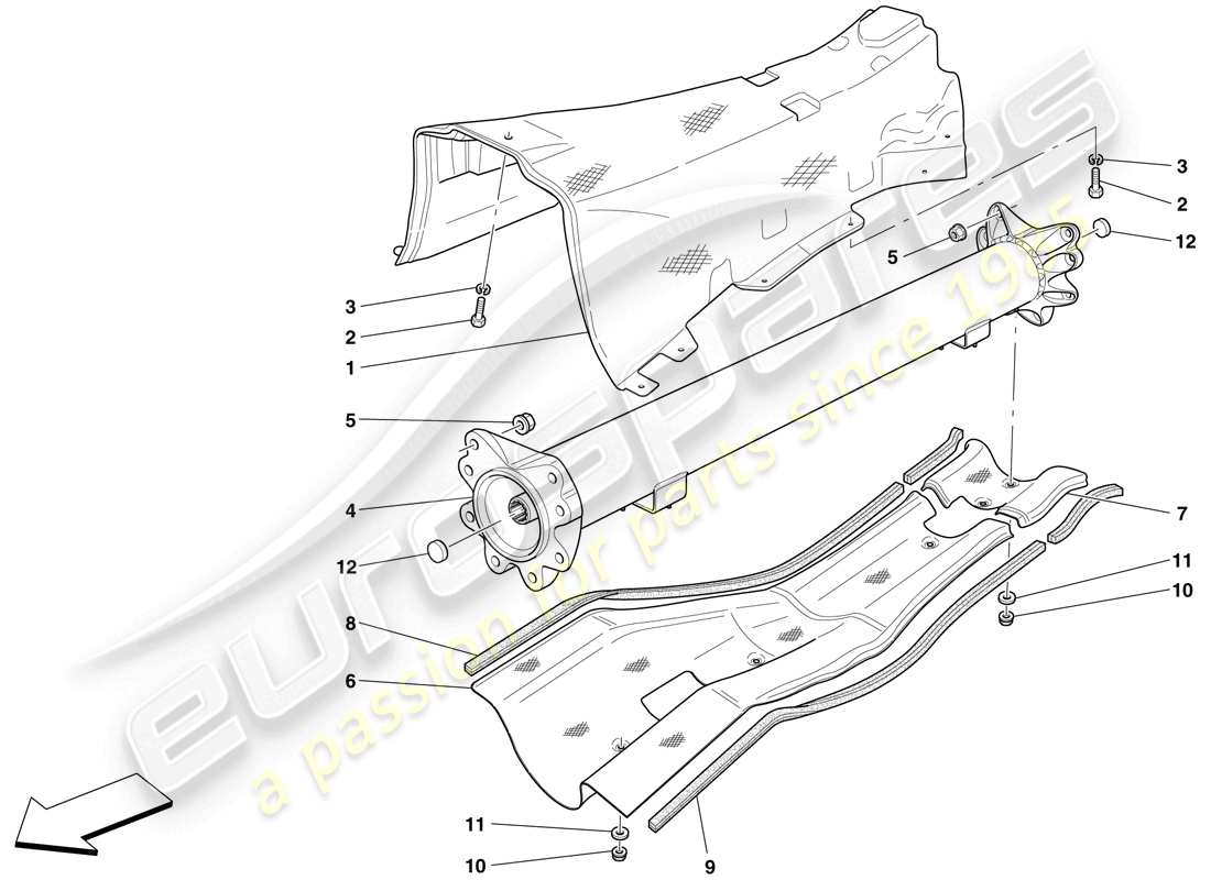 ferrari 599 gtb fiorano (europe) engine/gearbox connector pipe and insulation parts diagram