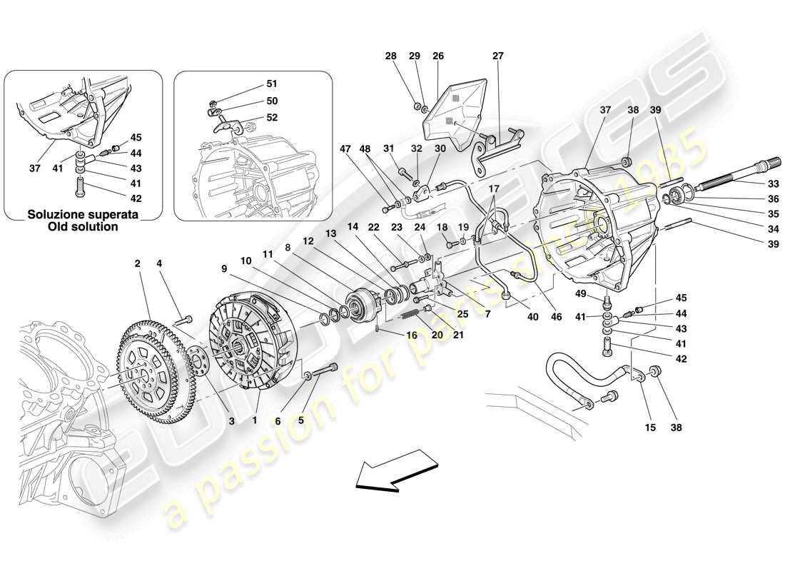 ferrari 599 gtb fiorano (europe) clutch and controls parts diagram