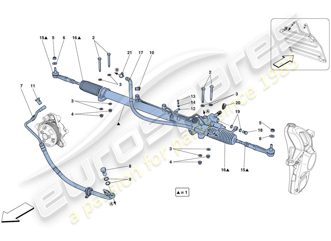 ferrari gtc4 lusso t (rhd) hydraulic power steering box parts diagram