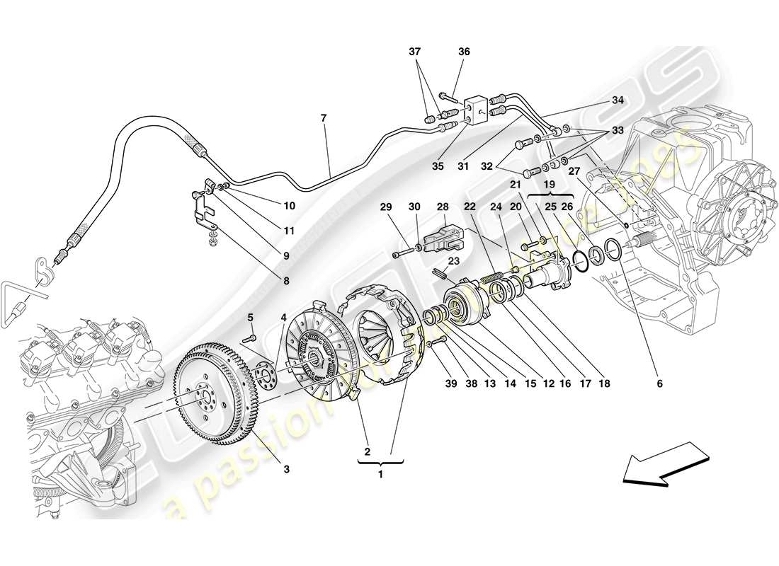 ferrari f430 coupe (rhd) clutch and controls part diagram