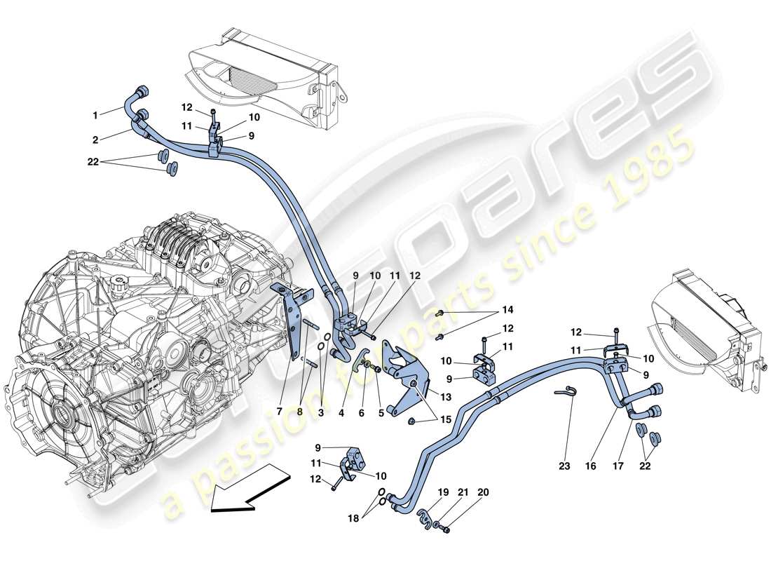 ferrari 458 spider (rhd) gearbox oil lubrication and cooling system part diagram
