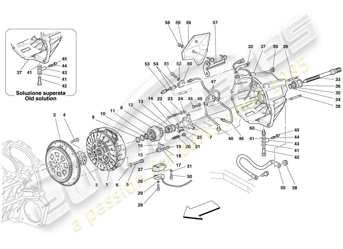 ferrari 599 gtb fiorano (europe) clutch and controls part diagram