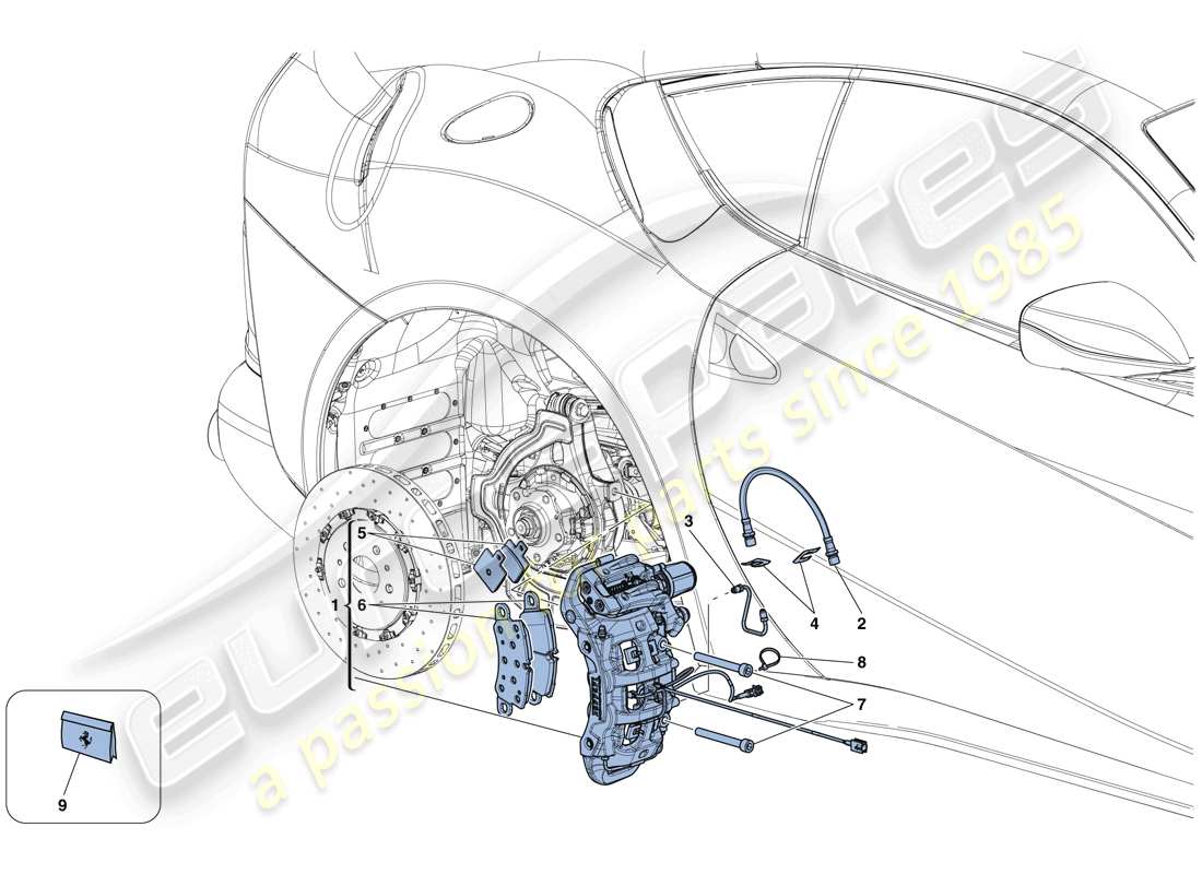 ferrari 812 superfast (usa) rear brake callipers part diagram