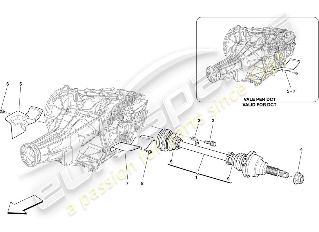 ferrari california (rhd) differential and rear axle shafts part diagram