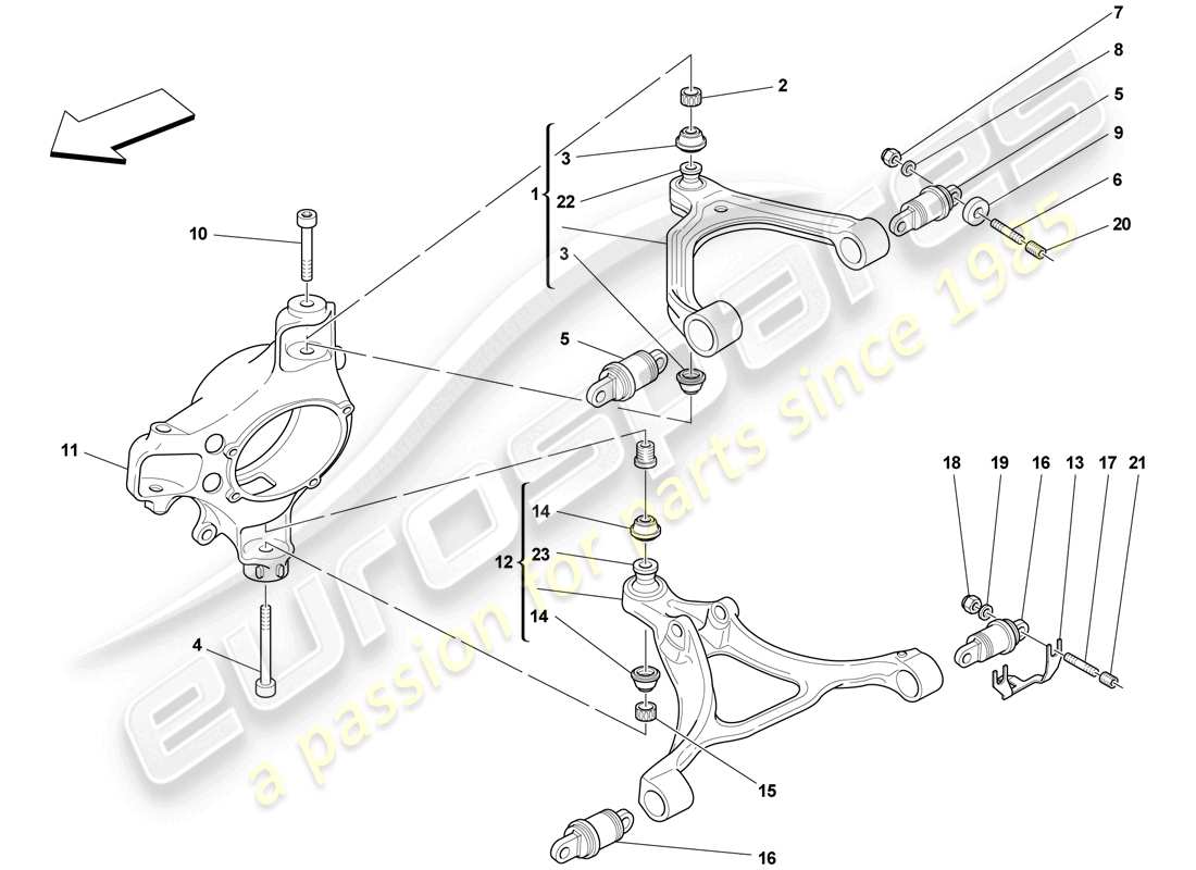 ferrari f430 scuderia spider 16m (europe) front suspension - arms parts diagram