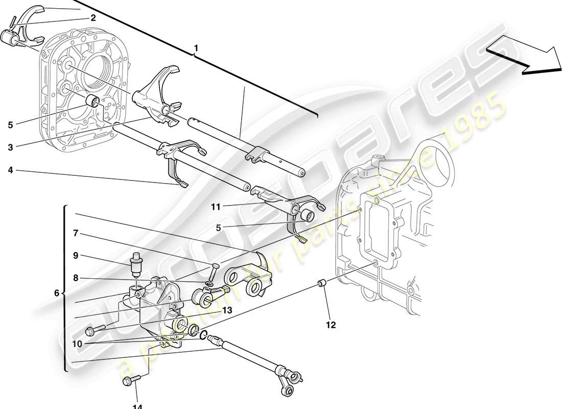 ferrari f430 coupe (usa) internal gearbox controls part diagram