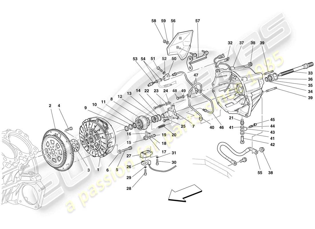 ferrari 599 gto (europe) clutch and controls part diagram