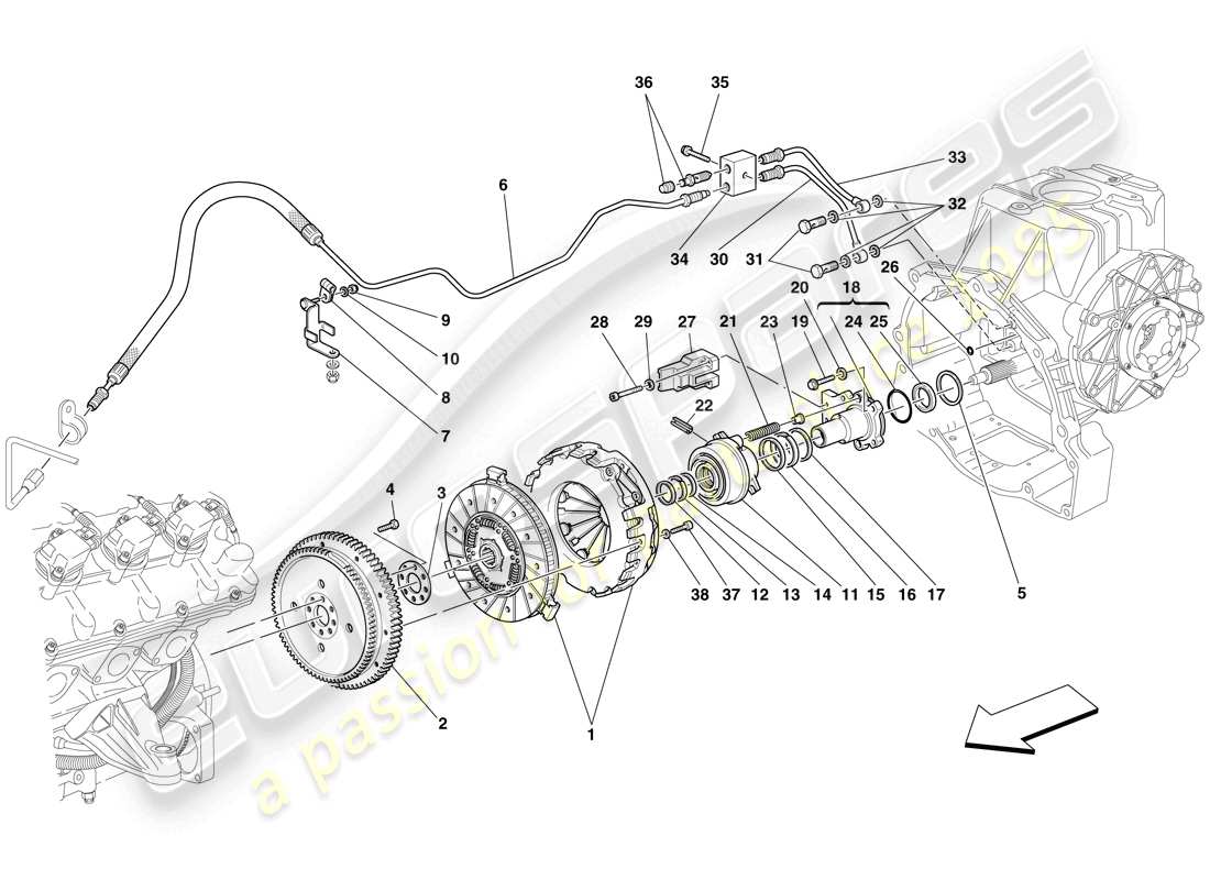 ferrari f430 spider (europe) clutch and controls part diagram