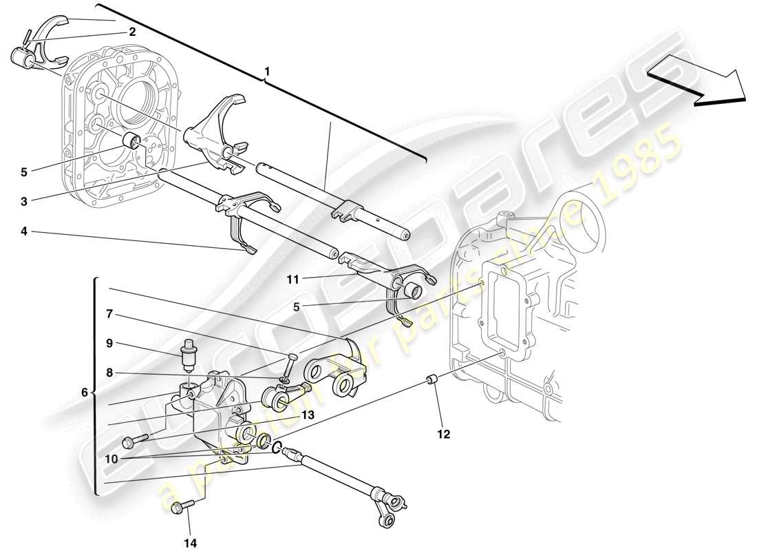 ferrari f430 spider (europe) internal gearbox controls part diagram