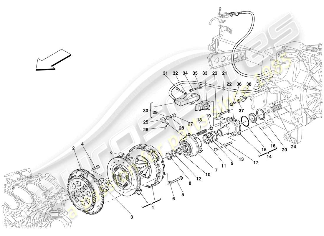 maserati mc12 clutch and controls parts diagram