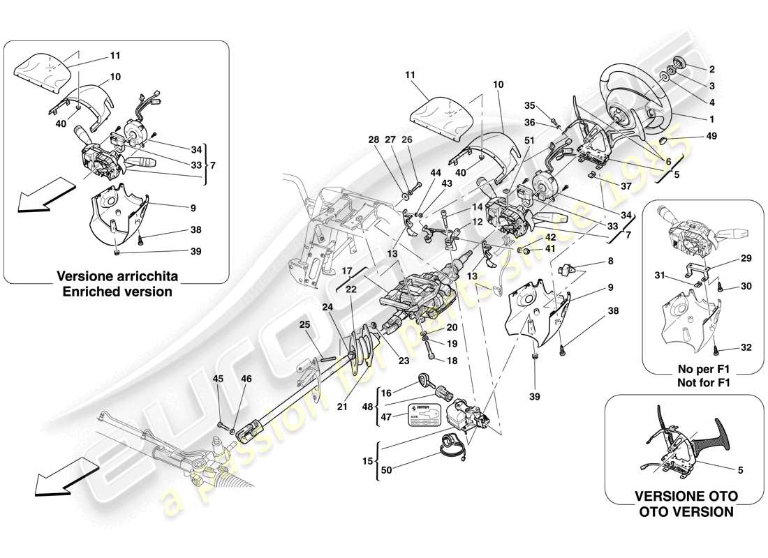 ferrari 612 scaglietti (rhd) steering control part diagram