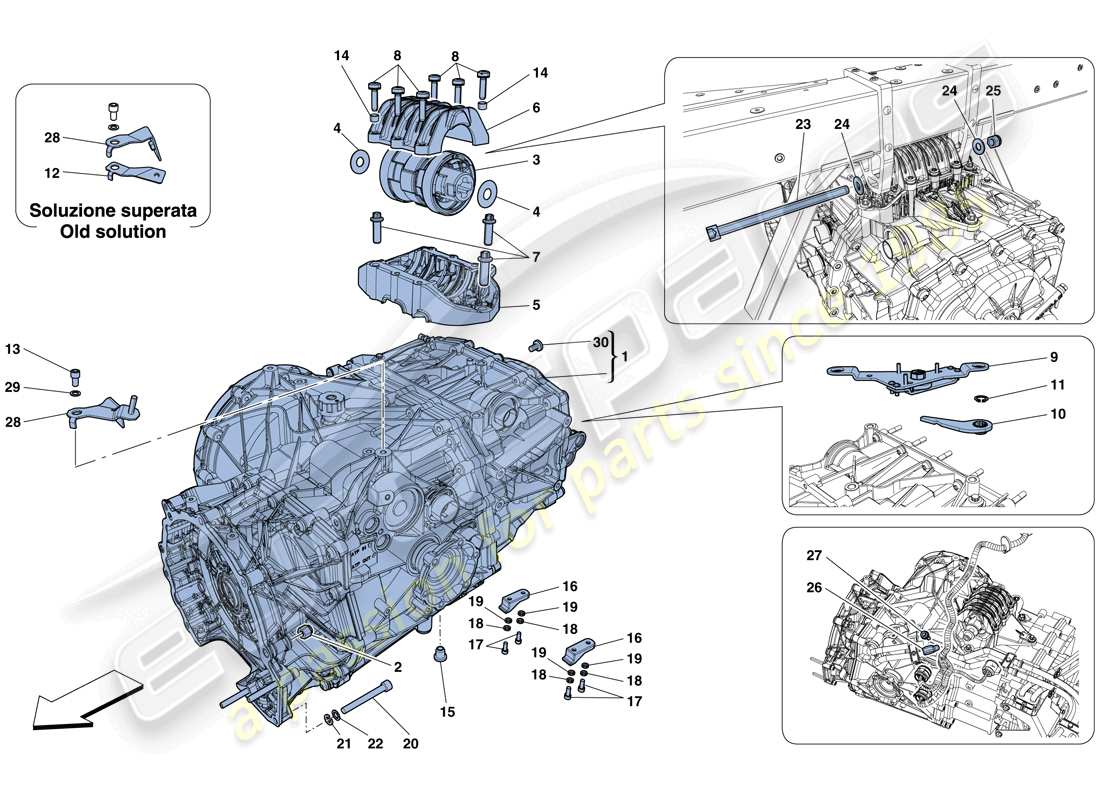 ferrari 458 spider (rhd) gearbox housing part diagram