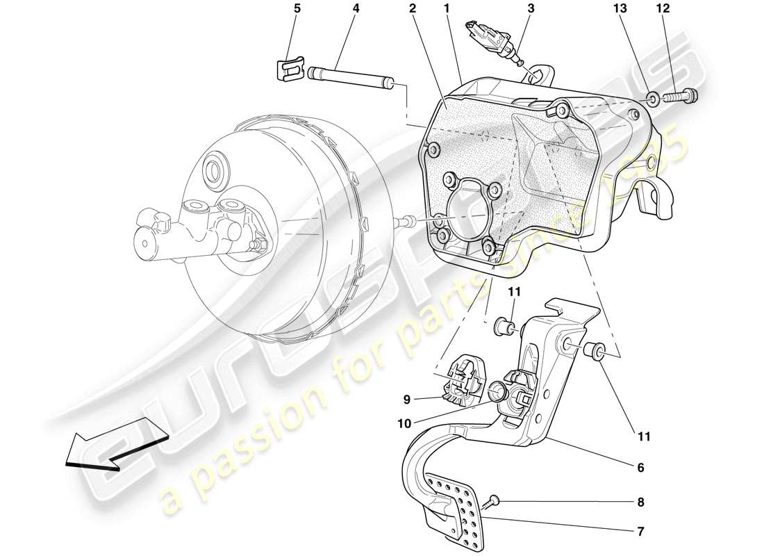 ferrari 599 sa aperta (usa) pedal board part diagram
