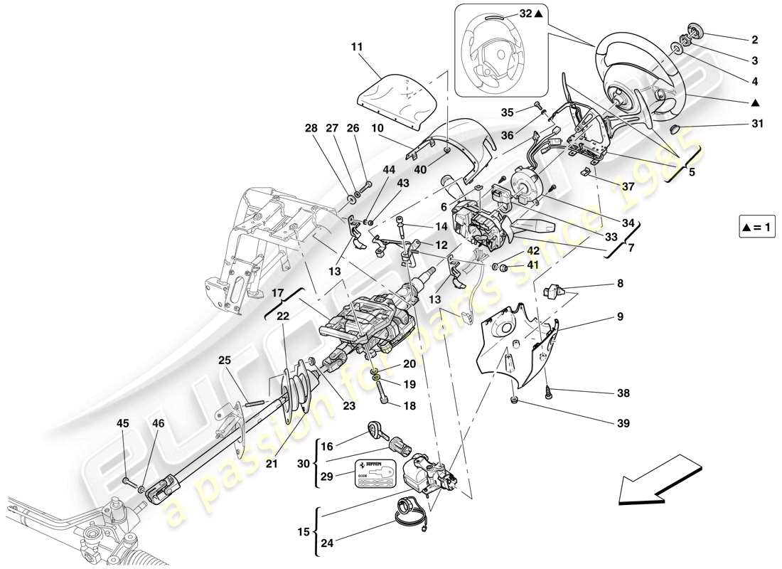ferrari 599 sa aperta (usa) steering control part diagram