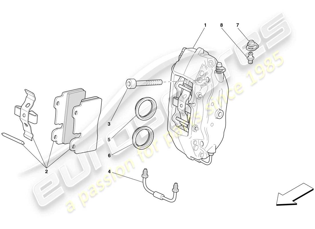 ferrari 612 sessanta (usa) rear brake calliper parts diagram