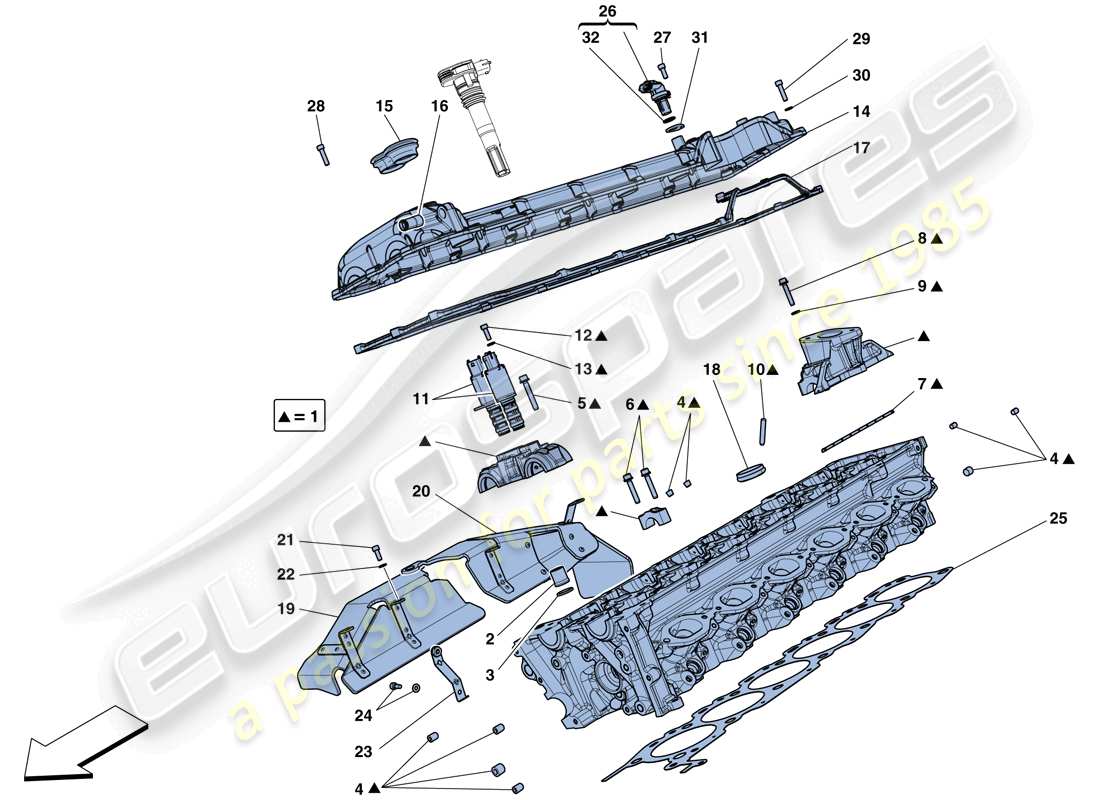 ferrari gtc4 lusso (usa) right hand cylinder head parts diagram