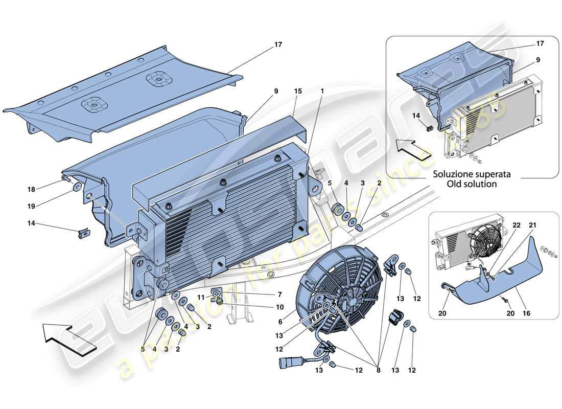ferrari 458 italia (rhd) gearbox oil cooling radiators part diagram
