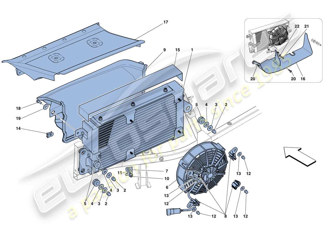 ferrari 458 speciale (usa) gearbox oil cooling radiators parts diagram
