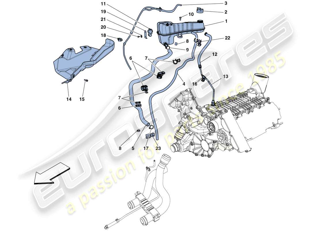 ferrari 458 speciale (usa) cooling - header tank and pipes part diagram