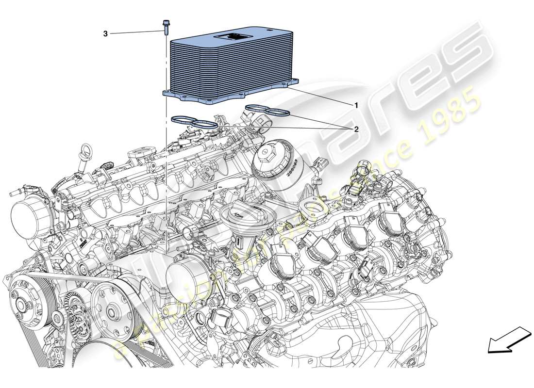 ferrari gtc4 lusso t (rhd) engine heat exchanger parts diagram