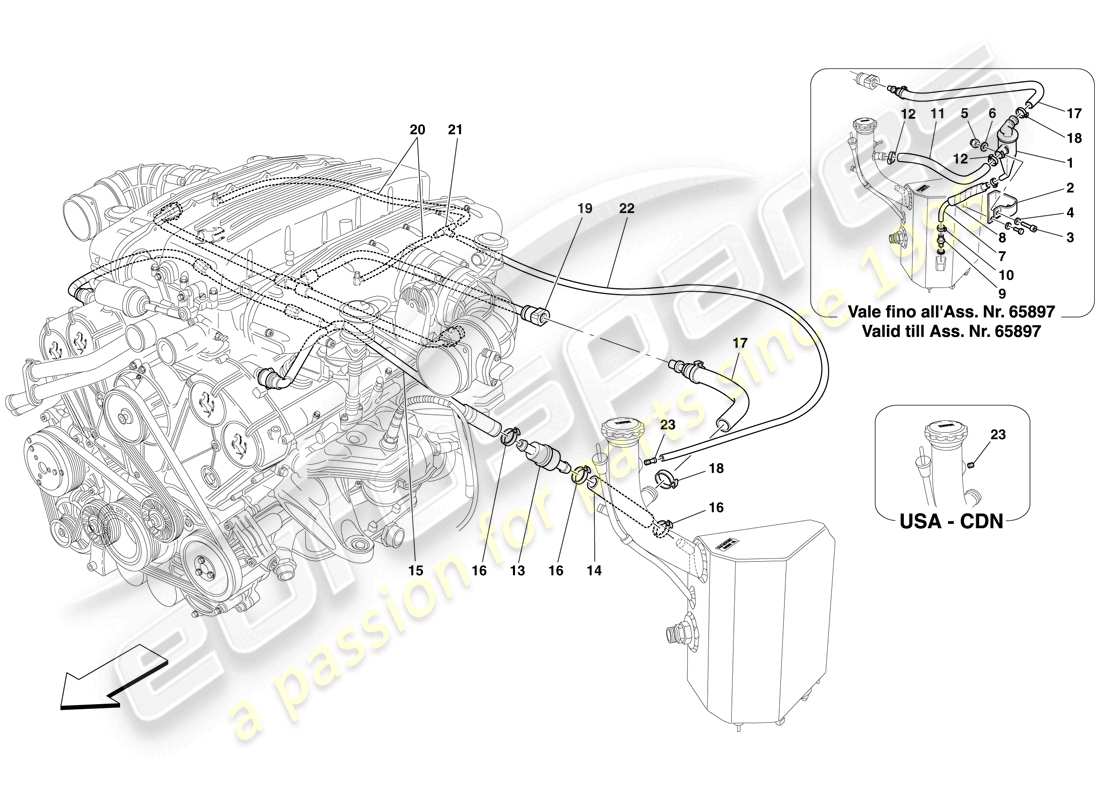 ferrari 612 sessanta (europe) blow-by system part diagram