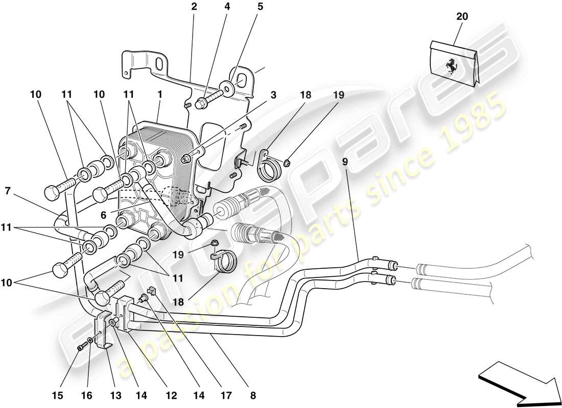 ferrari california (europe) gearbox oil lubrication and cooling system parts diagram