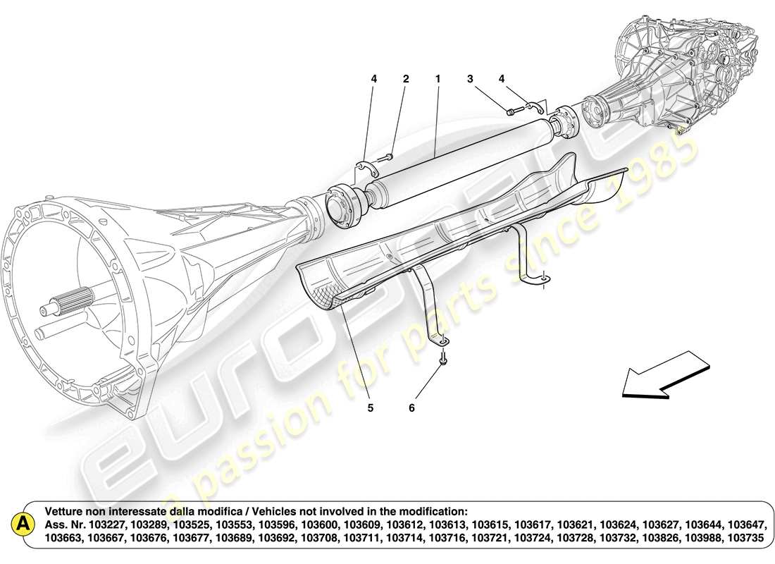 ferrari california (europe) transmission pipe parts diagram
