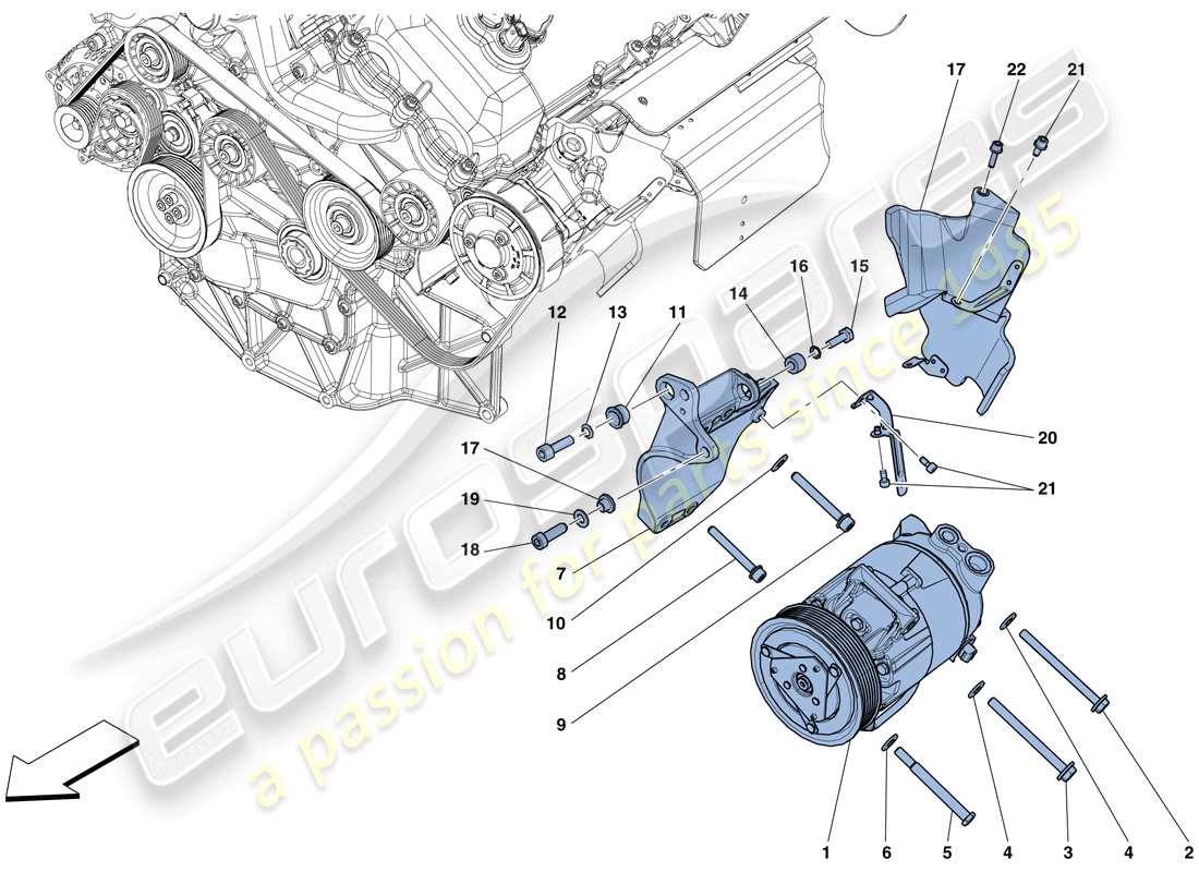 ferrari gtc4 lusso (rhd) ac system compressor parts diagram