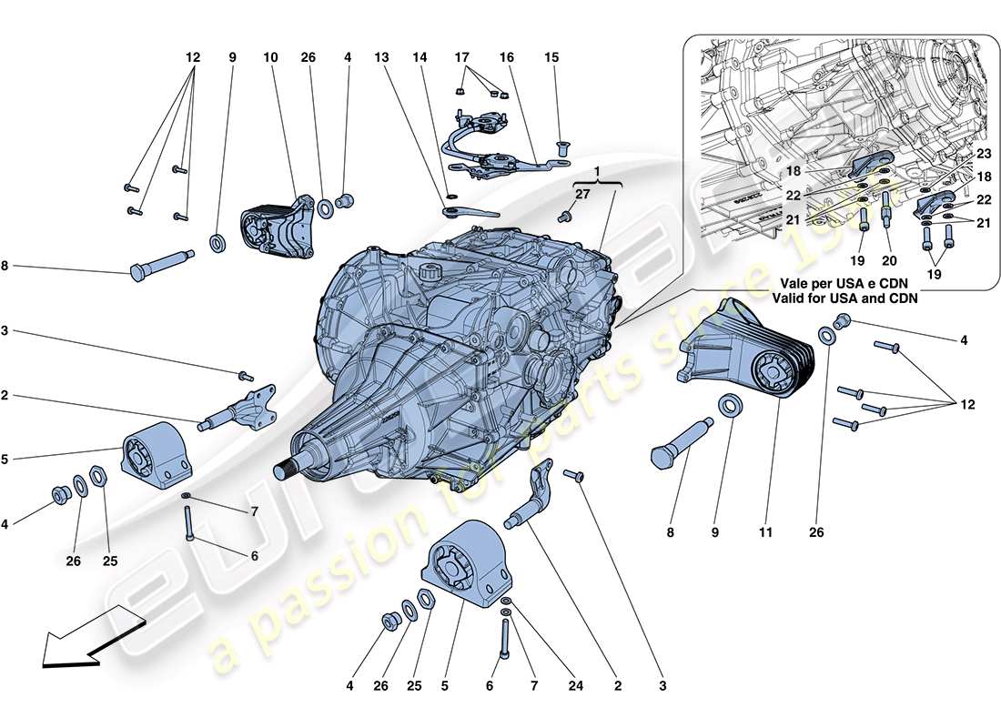 ferrari ff (europe) gearbox housing part diagram