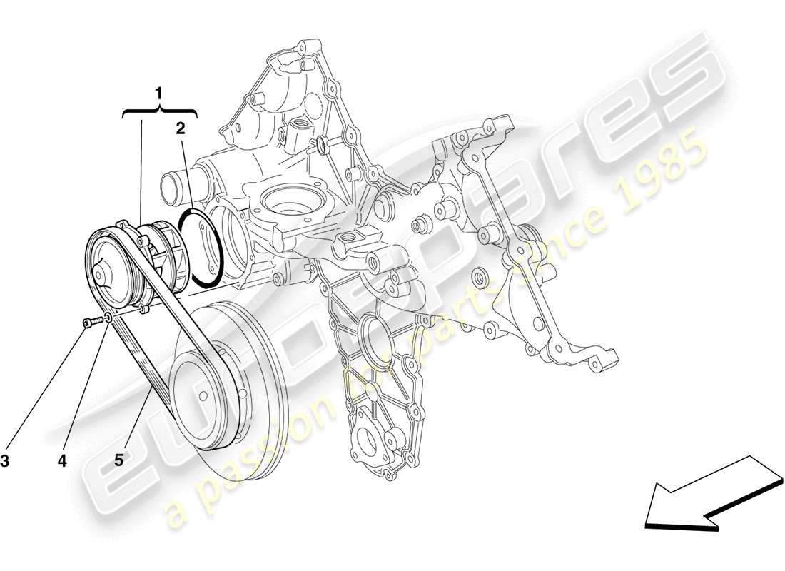 ferrari california (rhd) cooling: water pump part diagram