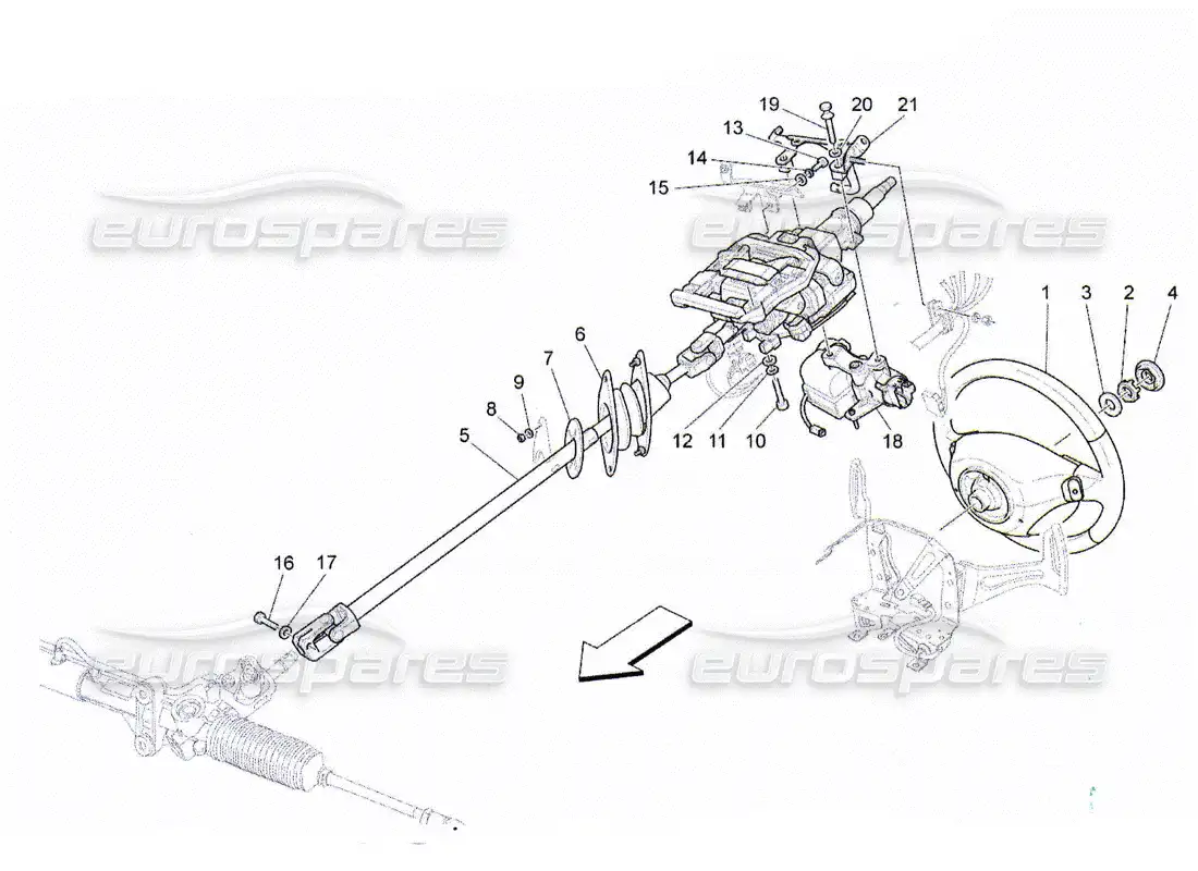 maserati qtp. (2010) 4.2 steering column and steering wheel unit parts diagram