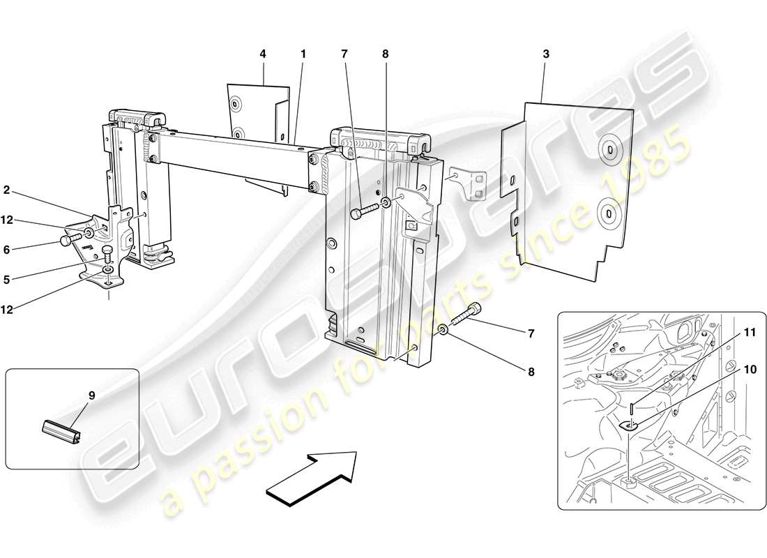 ferrari california (europe) electric roof: rollbar and accessories parts diagram
