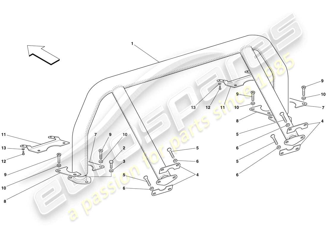 ferrari 599 gtb fiorano (europe) rollbar part diagram