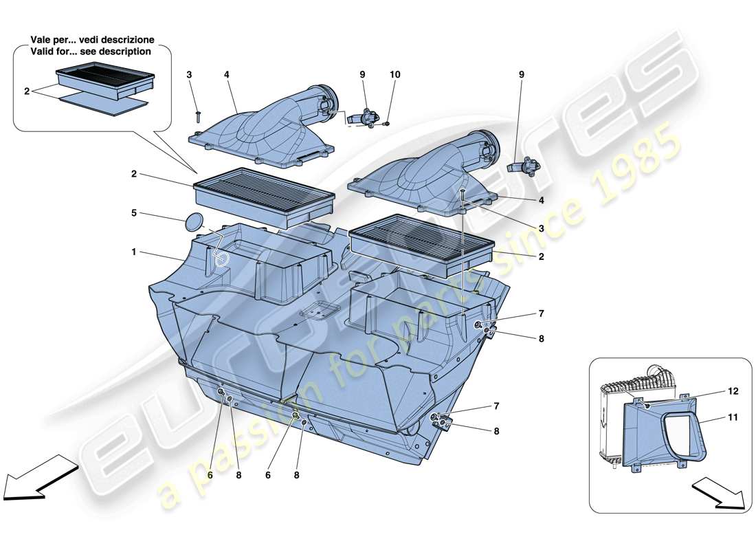 ferrari gtc4 lusso t (rhd) air filter, air intake and ducts parts diagram