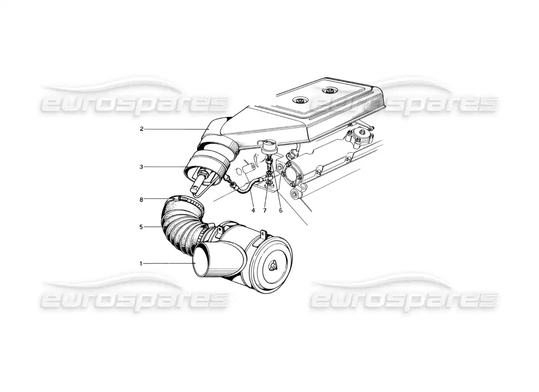 ferrari 246 dino (1975) air filter with ant -smog device (variants for usa versions) parts diagram