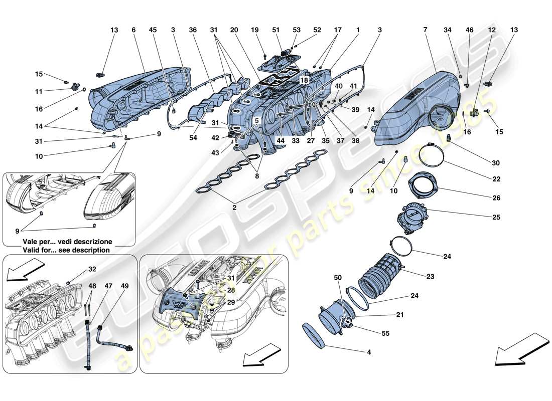 ferrari 812 superfast (usa) intake manifold part diagram