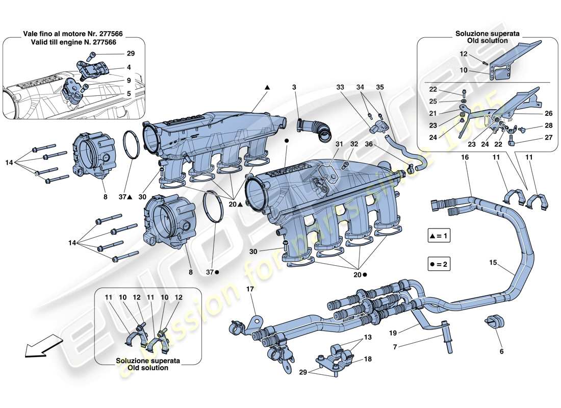 ferrari california t (europe) intake manifold parts diagram