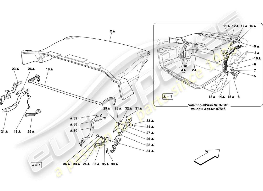 ferrari california (europe) luggage compartment mats parts diagram
