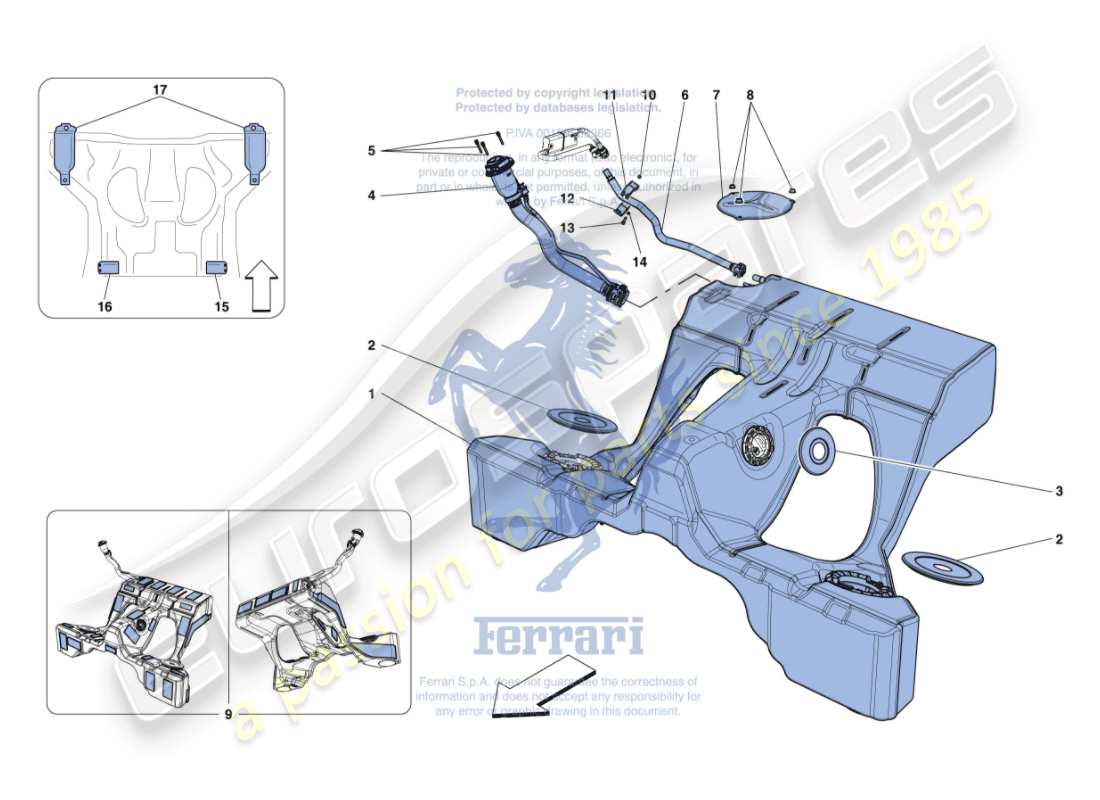 ferrari gtc4 lusso (rhd) fuel tank and filler neck part diagram