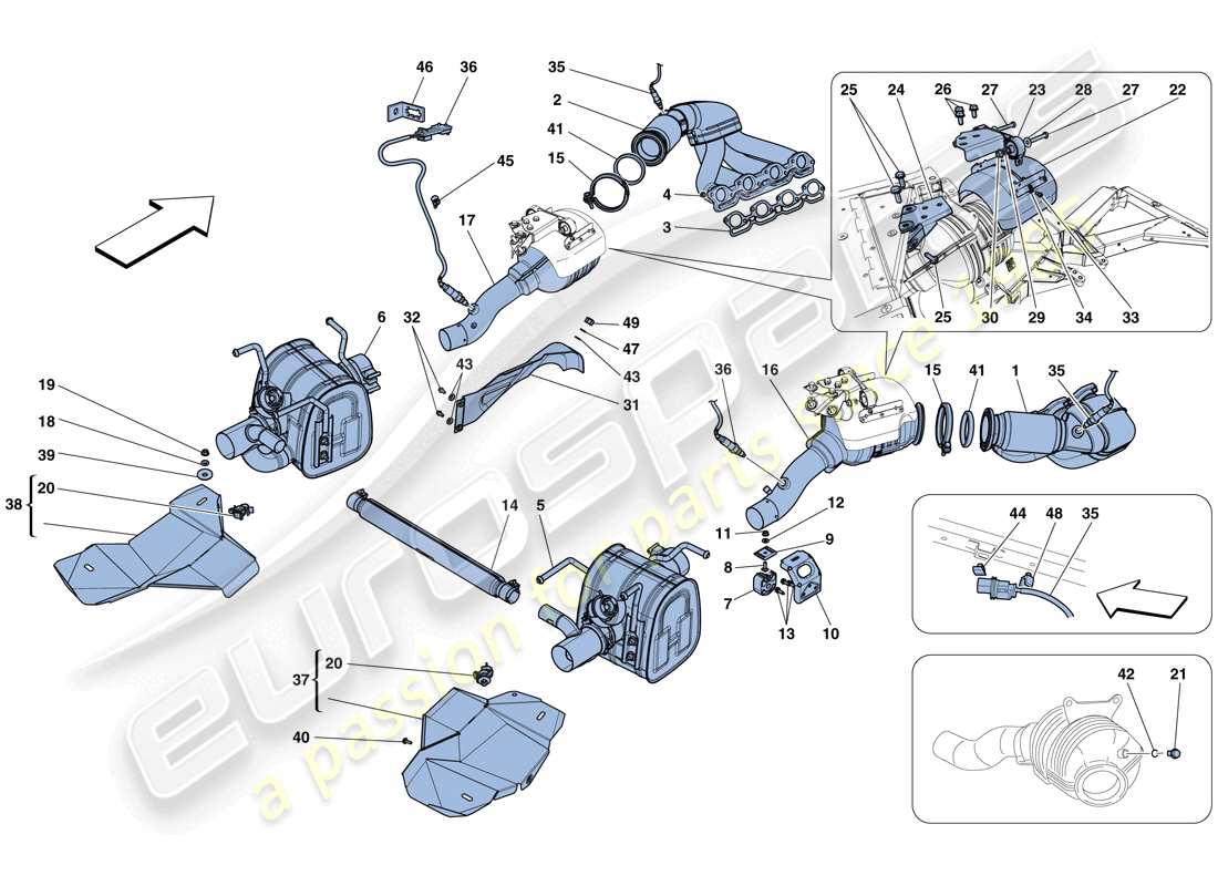 ferrari 458 speciale aperta (europe) exhaust system part diagram