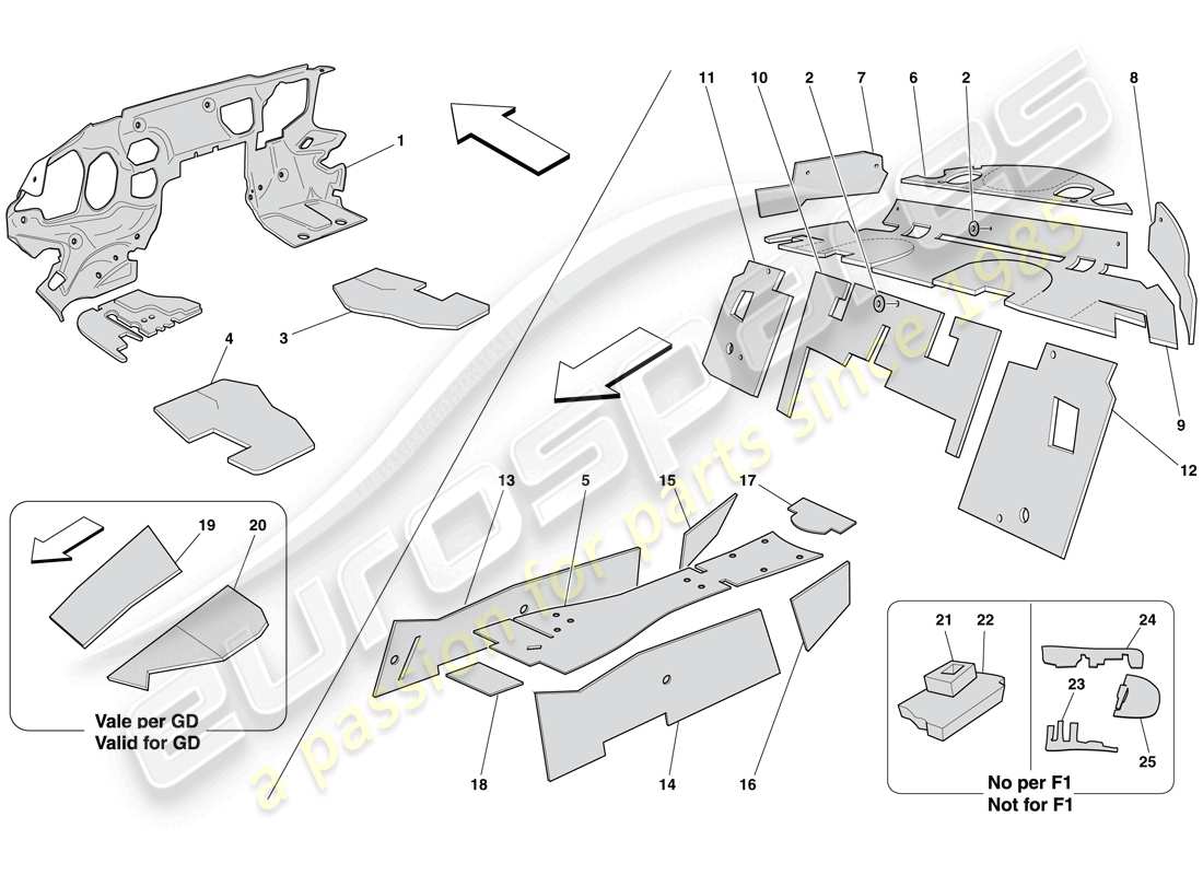 ferrari 599 gtb fiorano (europe) passenger compartment insulation part diagram