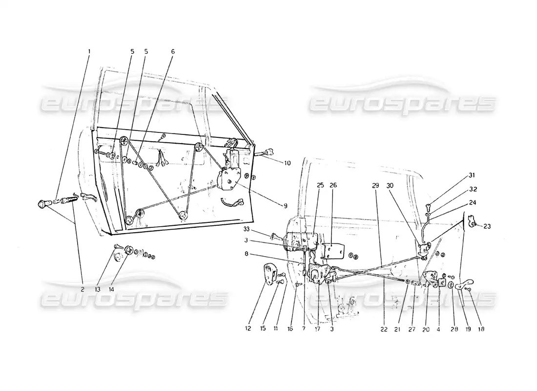 ferrari 308 gt4 dino (1979) doors parts diagram