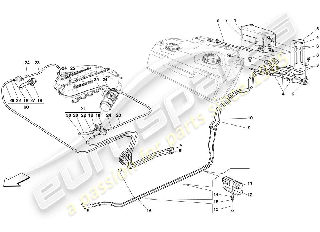 ferrari 599 sa aperta (usa) evaporative emissions control system parts diagram