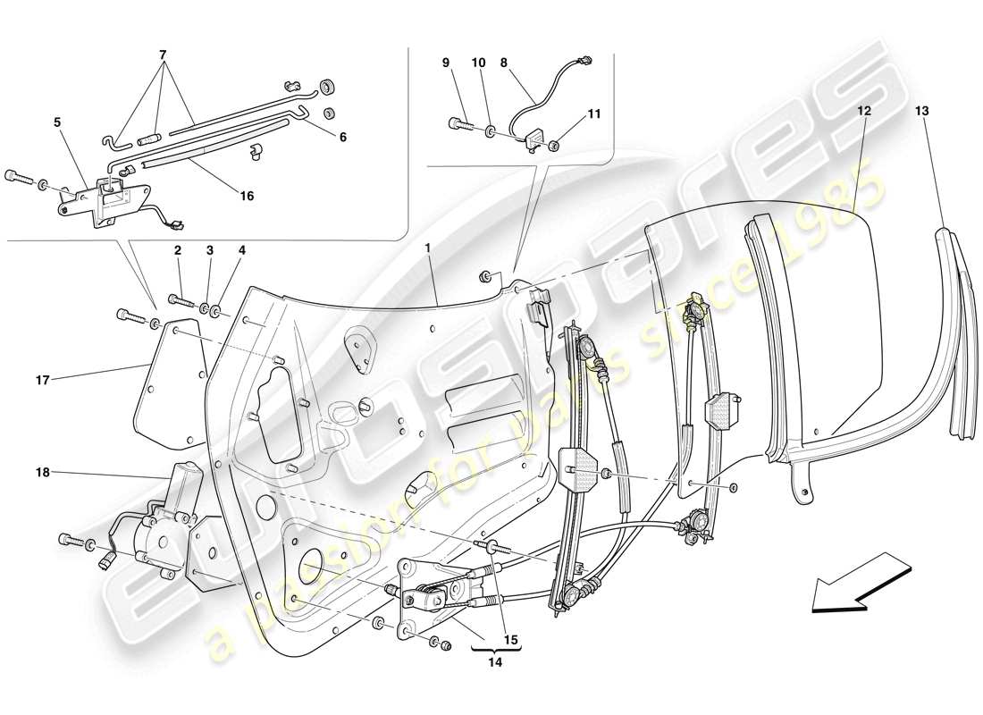 maserati mc12 doors - power window parts diagram