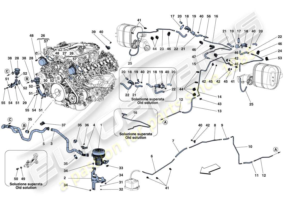 ferrari california t (europe) secondary air system parts diagram