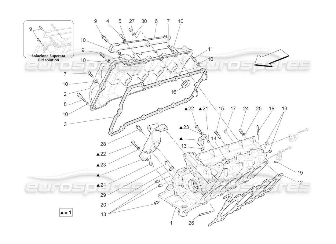 maserati qtp. (2006) 4.2 f1 rh cylinder head parts diagram